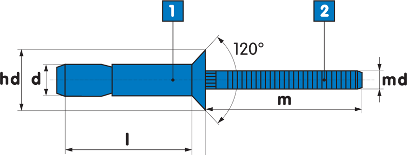 6.4 x 16 -Steel Structural Rivet